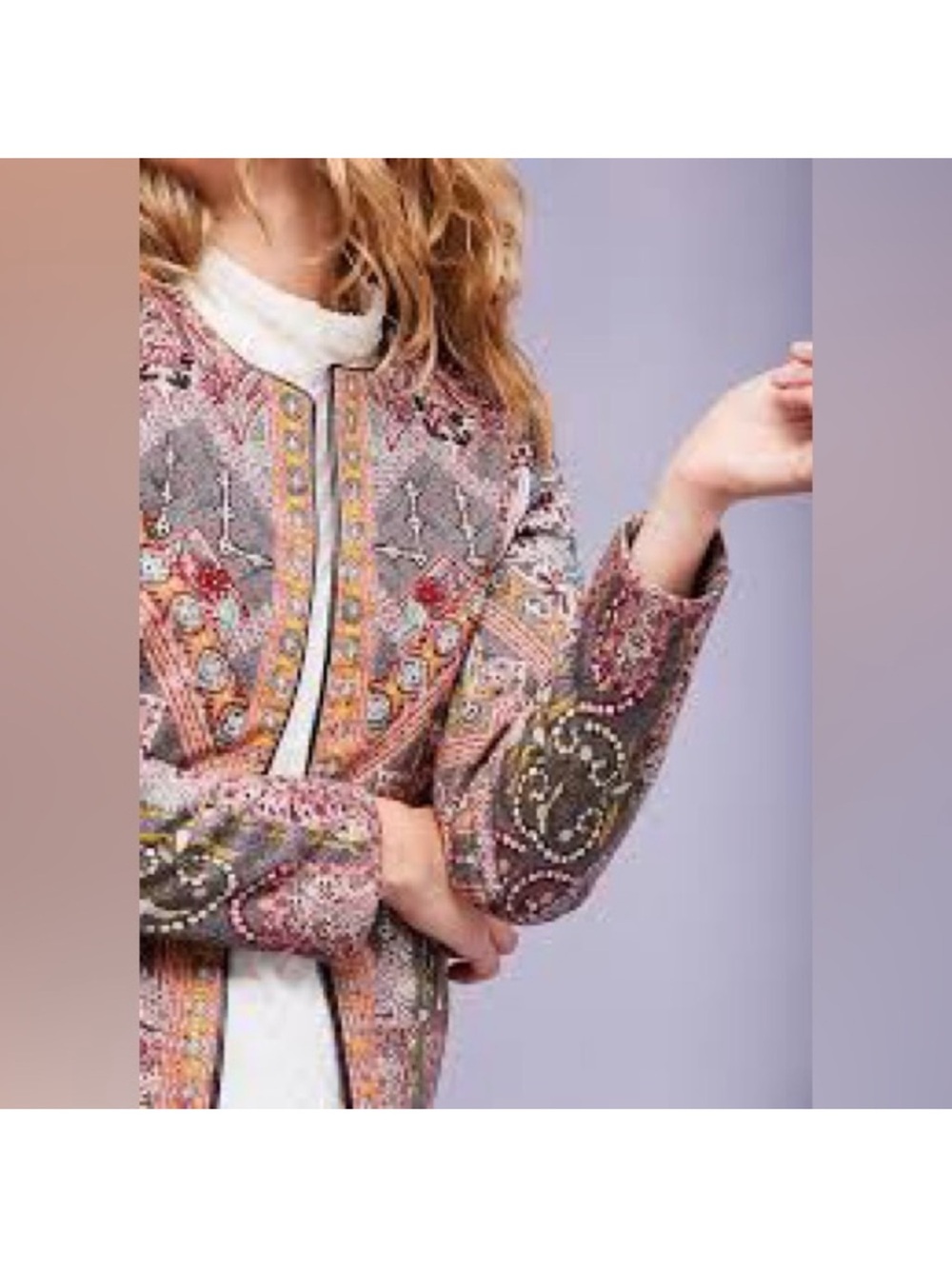 HEMANT & NANDITA Anthropologie Embroidered Jacket with Grommets